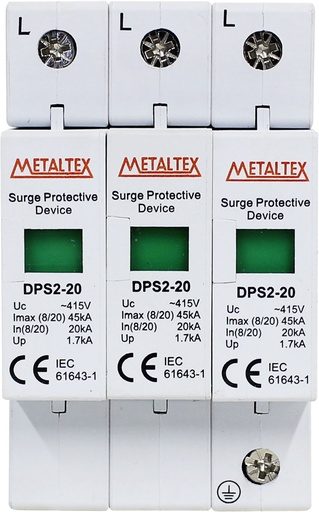 Dispositivo de protección contra sobre tensión 415VAC 20/45KA Tipo II serie DPS2