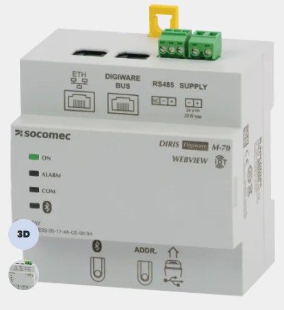 Pasarela multiprotocolo DIRIS Digiware M-70 RS485 Ethernet WEBVIEW-M - Bluetooth