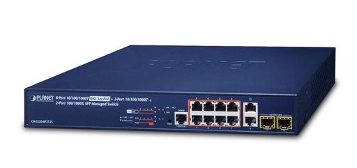 [GS-5220-8P2T2S] Switch administrado L2+ 8 puertos 10/100/1000T 802.3at PoE + 2 puertos 10/100/1000T + 2 puertos 100/1000X SFP