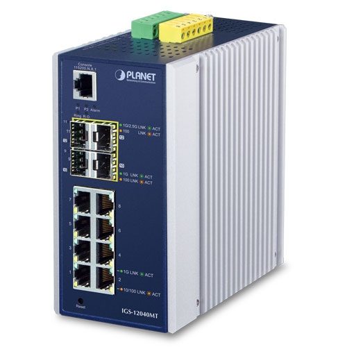 [IGS-12040MT] Switch Ethernet Administrado Industrial de 8 Puertos 10/100/1000T + 2 Puertos 100/1G SFP + 2 Puertos 1G/2.5G SFP