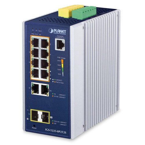 [IGS-5225-8P2T2S] Switch Ethernet Administrado Industrial L2+ de 8 Puertos 10/100/1000T 802.3at PoE + 2 Puertos 10/100/1000T + 2 Puertos 1G/2.5G SFP