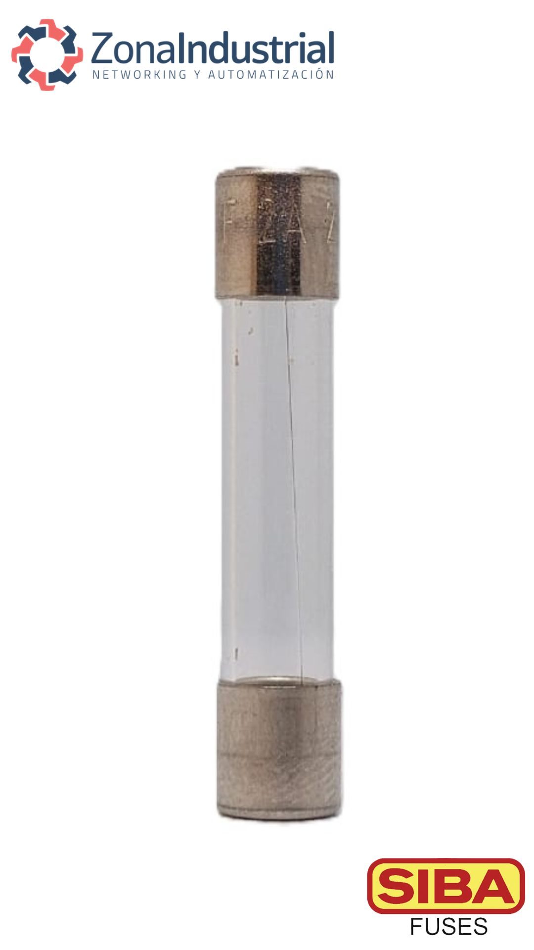 Fusible marca SIBA; 6,3x32mm; 250V ac; curva T (Lento), vidrio, L.
