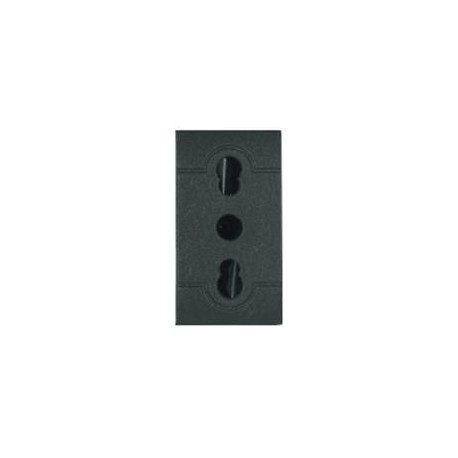 MOD.ENCHUFE BIVALENTE ALVEOLOS PROTEGIDOS 2P+T 10A /16A 220- 250V AC GRIS OSCURO