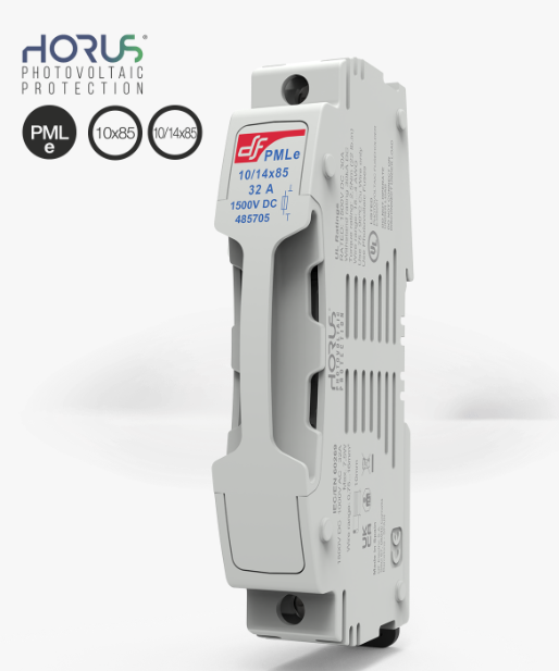 Portafusible 10/14x85 mm, 1500V DC, 32A max. 1P para aplicaciones fotovoltaicas PMLe DF Electric