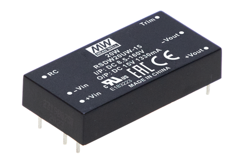 Conversor DC-DC módulo DIP amplio Vin de 8.5 a 160Vdc ferroviario 20W RSD-RDDW20UW