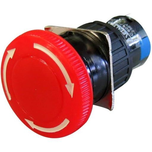 [P16-ER-R1] Botón de emergencia tipo hongo plástico SPDT 16mm Serie P16