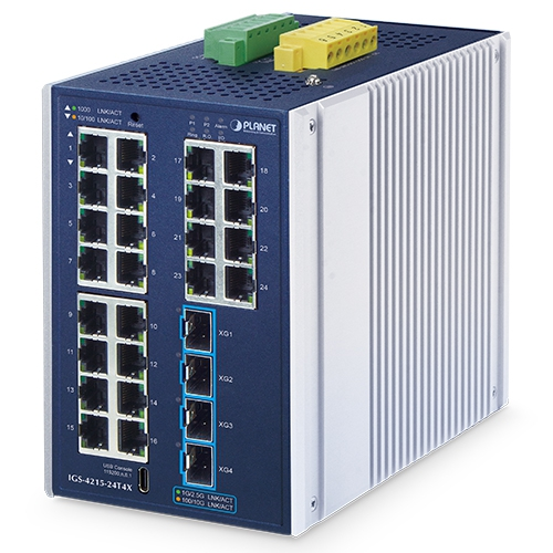 [IGS-4215-24T4X] Industrial L2+ 24-Port 10/100/1000T + 4-Port 10G SFP+ Managed Ethernet Switch Industrial L2+ 24-Puerto 10/100/1000T+ 4-Puerto 10G SFP+ Switch Ethernet Administrado