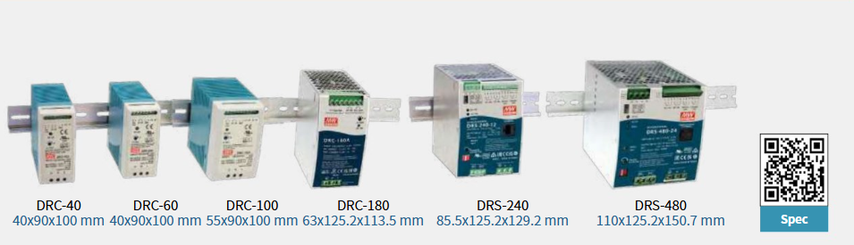 Fuentes de poder con UPS riel din Series DRC y DRS Mean well