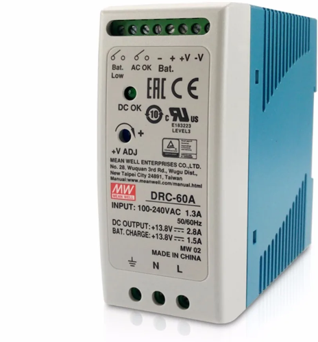 Fuente de poder con UPS riel din Series DRC-60A Mean well
