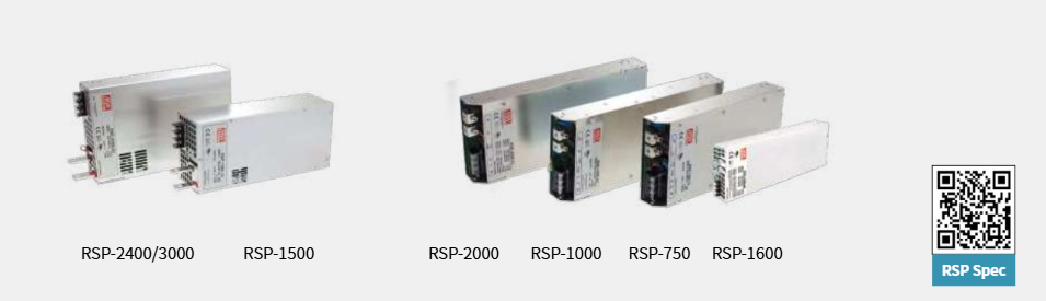Fuentes de poder meanwell series RSP-750 a RSP-3000 con código QR