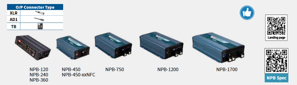 Cargadores de batería serie NPB-450 a 1700W con QR