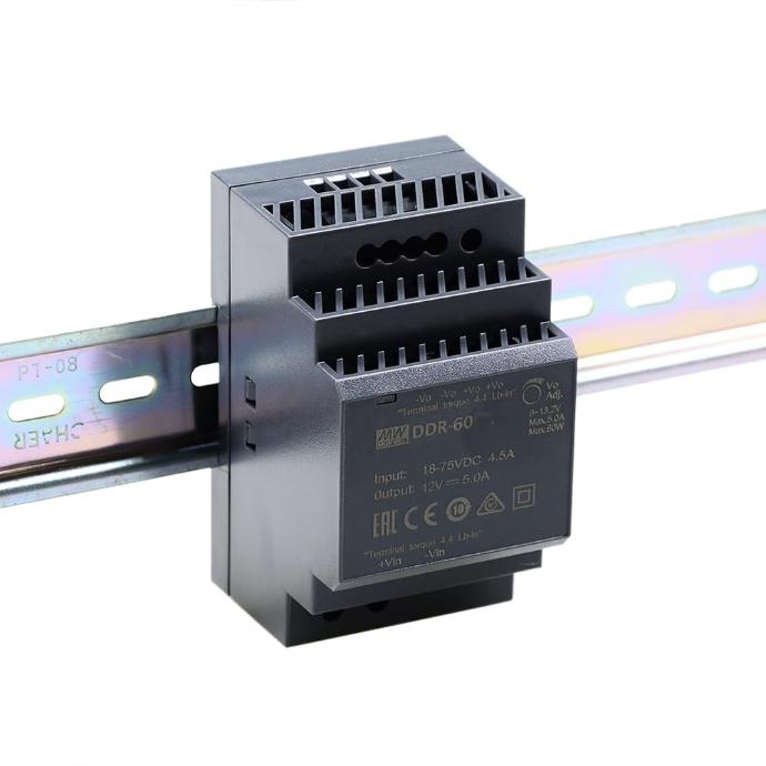 Conversor DC-DC marca mean well riel din plastica serie DDR-60 