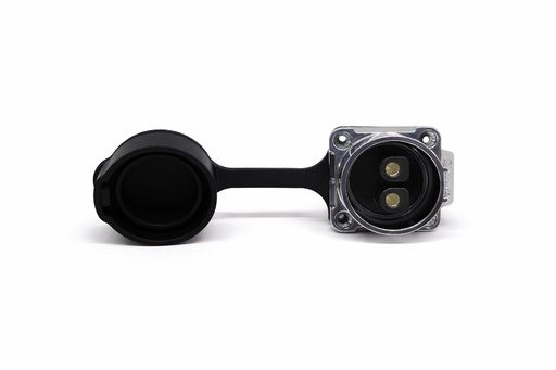 Conector Circular LP-28 Hembra 2 Pines Panel Metálico con Bloqueo y Tornillo