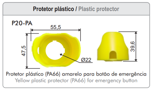 Protector plástico para botonera emergencia 22mm