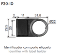 Identificador plástico con porta etiqueta para botón P20/M20