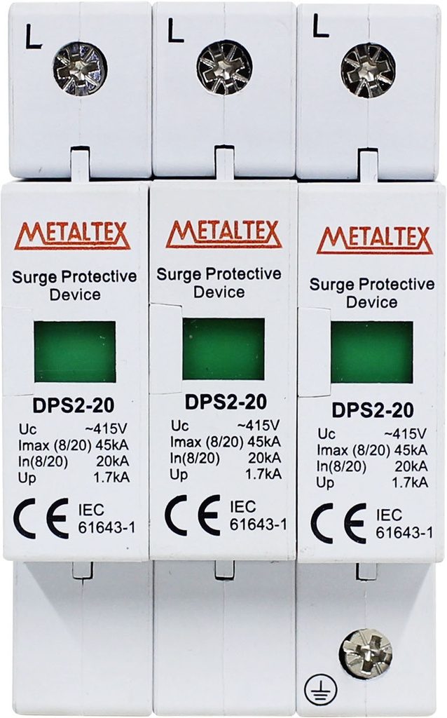 Dispositivo de protección contra sobre tensión 415VAC 20/45KA Tipo II serie DPS2