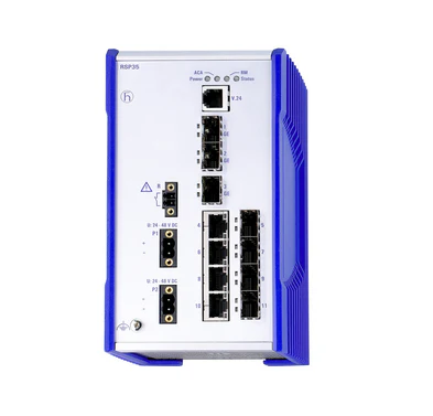 Managed Industrial Switch, 11 Ports in total: 4 x 10/100BASE TX / RJ45; 7 x SFP slot FE (100 Mbit/s)