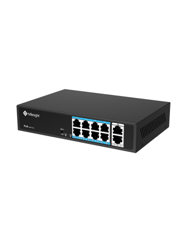 Switch PoE, 8 puertos PoE RJ45 10/100Mbps, 2 puertos uplink 100Mbps