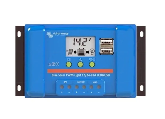 Controlador de carga BlueSolar PWM 20A 12/24V Pantalla LCD y USB