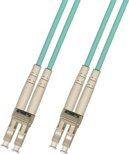 LC/UPC-LC/UPC Duplex OM3 50/125 Fiber Patch Cable, 2.0mm Riser Aqua Jacket, 2M