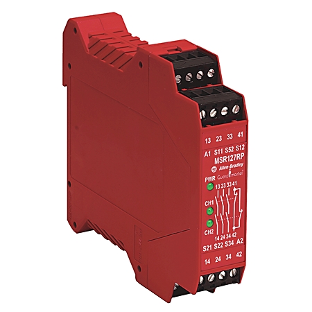 Safety Relay MSR127TP, 24V AC/DC, single channel with 3 safety contacts , 1 auxiliary contact