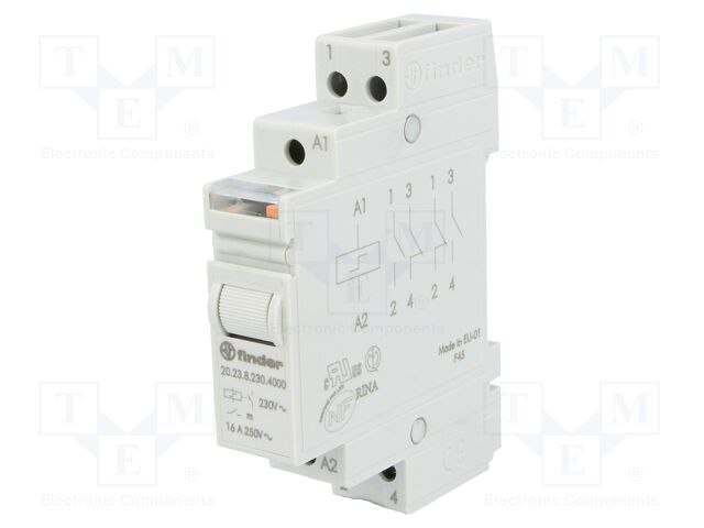 Relé De Impulso, Interruptor Bipolar, 230V AC con 2 Contactos