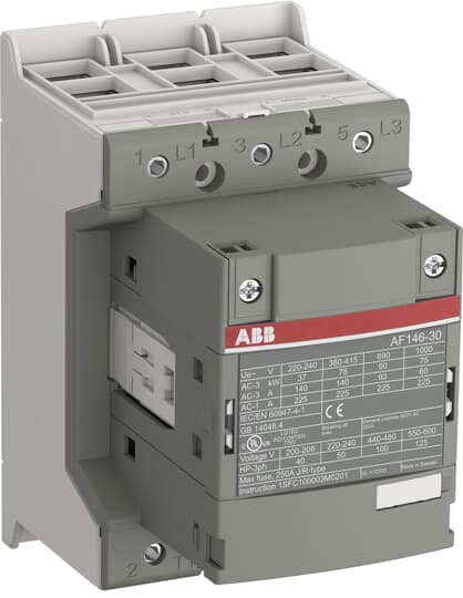 Contactor De 3 Fases Con Doble Abrazadera,Controlando Motores De Hasta 75 kW / 400 V AC (AC-3) o 100 hp / 480 V UL