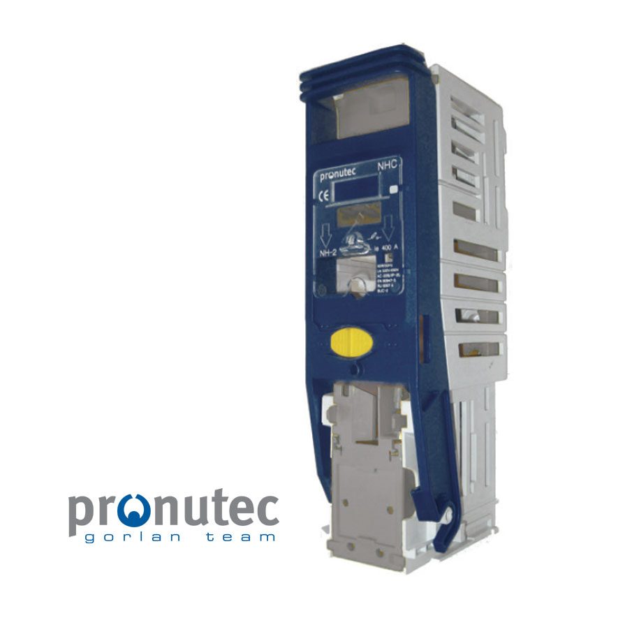 Base desconectable 1 polo para fusibles NH2; 1000VDC; 250A max. fijación en panel o Riel DIN