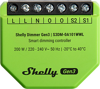 Dimmer Inteligente por TRIAC Shelly Dimmer Gen 3 200W