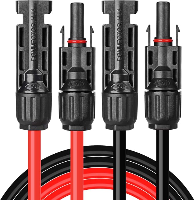 Cable solar 6mm² pre ensamblado rojo y negro conectores MC4