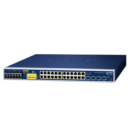 Conmutador Ethernet gestionado industrial IGS-R4215-24P4X L2+ de 24 puertos 10/100/1000T 802.3at PoE + 4 puertos 10G SFP+