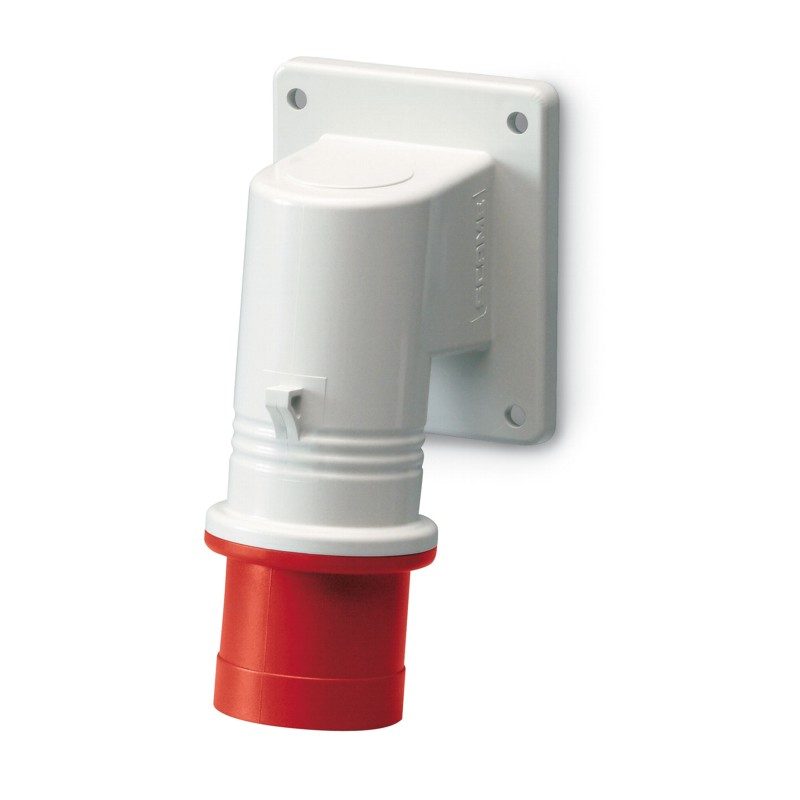 ENCHUFE MACHO S/PUESTO 3P+N+T IP44 32A 6h 346-415,  SALIDA 90° FIJACION 70X87mm