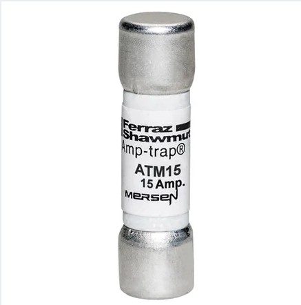 Fusible Midget 10x38mm - rápido 600VAC 600VDC 15A Ferrule Amp-Trap, marca Mersen (Ferraz)