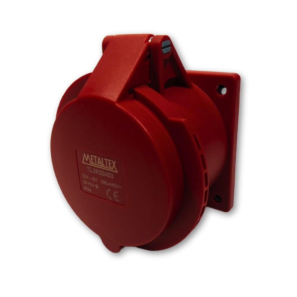 Toma de panel 32A 3P+E-4H - Roja - IP44