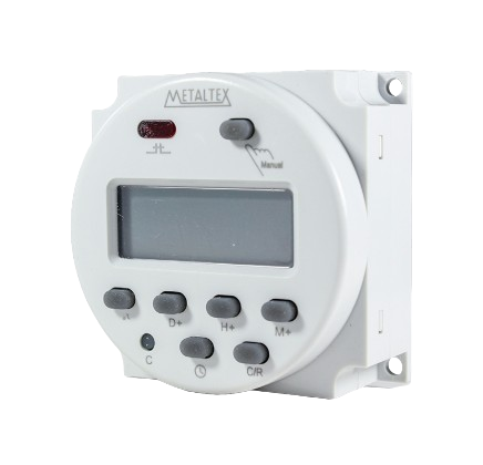 Programador Horario Digital Diario y Semanal 24V AC/DC 16A Metaltex TM-P24