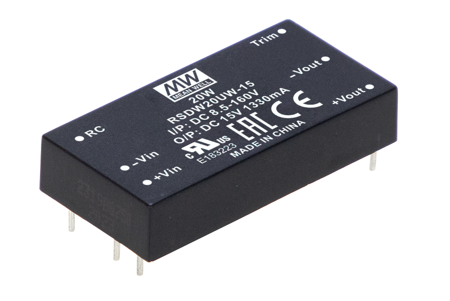 Conversor DC-DC módulo DIP amplio Vin de 8.5 a 160Vdc ferroviario 20W RSD-RDDW20UW