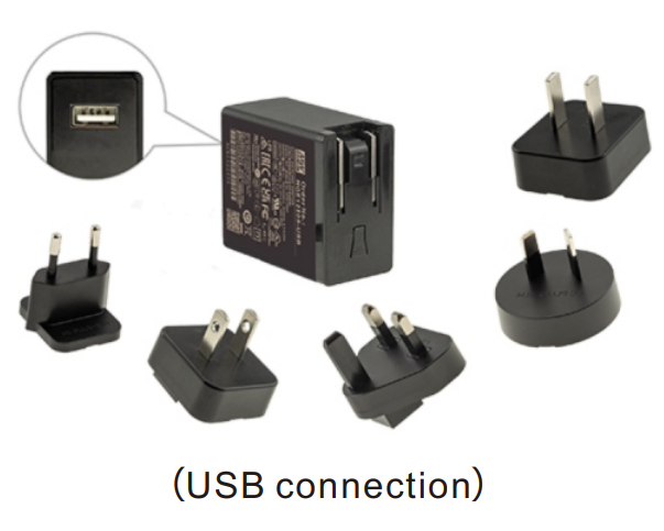 Fuente de poder mural industrial AC-DC conector P1J/USB 12W NGE12