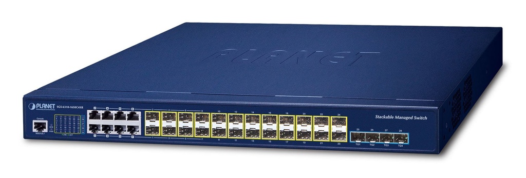 L3 16 puertos 100/1000X SFP + 8 puertos Gigabit TP/SFP + Switch administrado apilable 10G SFP+ de 4 puertos (doble 100~240 V CA)