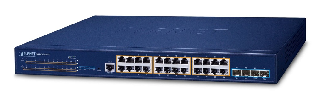 Switch administrado apilable L3 de 24 puertos 10/100/1000T 802.3at PoE + 4 puertos 10G SFP+