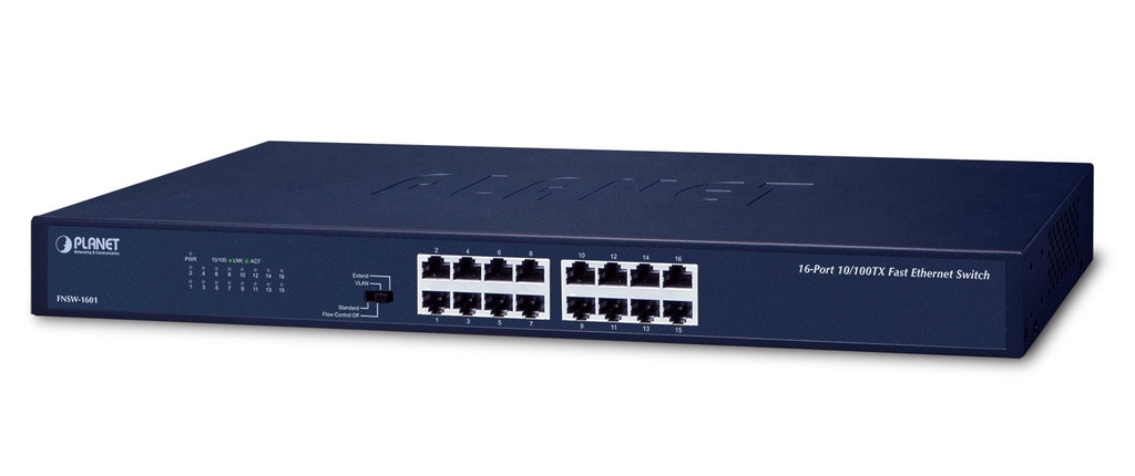 Switch Fast Ethernet 10/100BASE-TX de 16 puertos