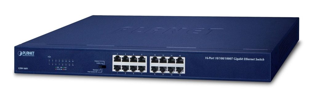 Switch Gigabit Ethernet 10/100/1000BASE-T de 16 Puertos