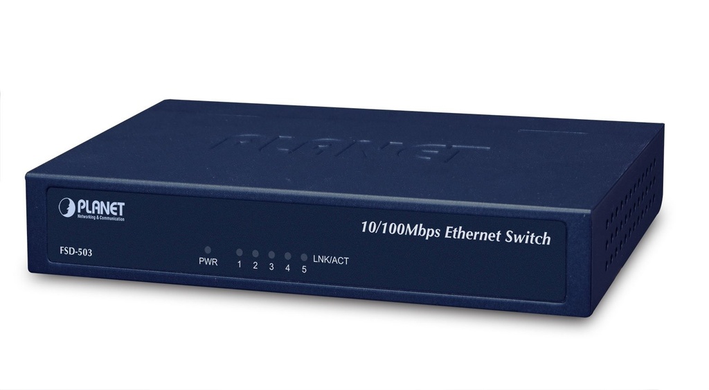 Switch Fast Ethernet de 5 puertos 10/100 Mbps (caja metálica)