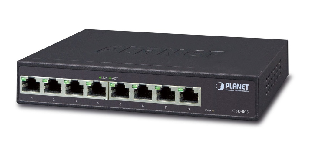 Switch Gigabit Ethernet 10/100/1000BASE-T de 8 puertos