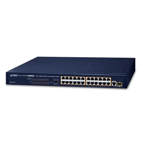 Switch Ethernet combinado 10/100BASE-TX 802.3at PoE + 1 puerto Gigabit TP/SFP