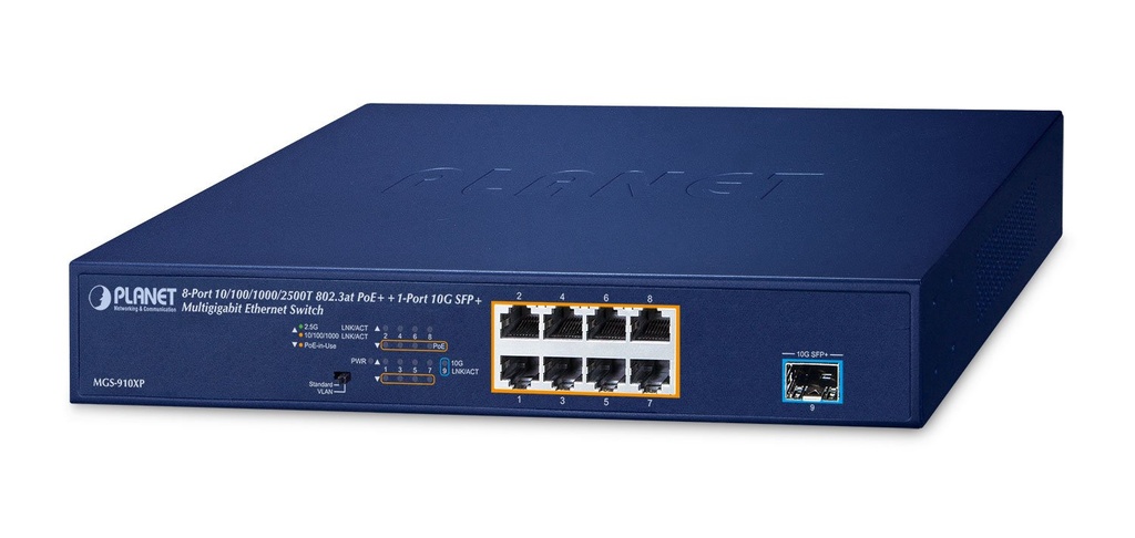 Switch Ethernet multigigabit 10/100/1000/2500T 802.3at PoE+ + 1 puerto 10G SFP+ (120 vatios)