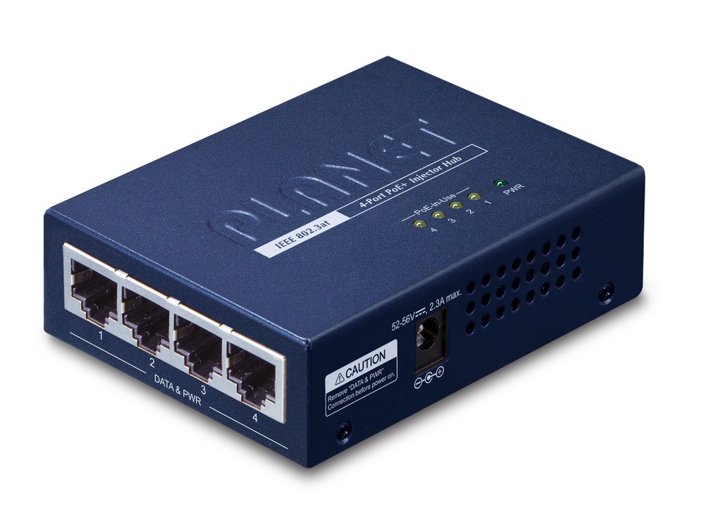 Concentrador de inyector Gigabit IEEE 802.3at Power over Ethernet Plus de 4 puertos