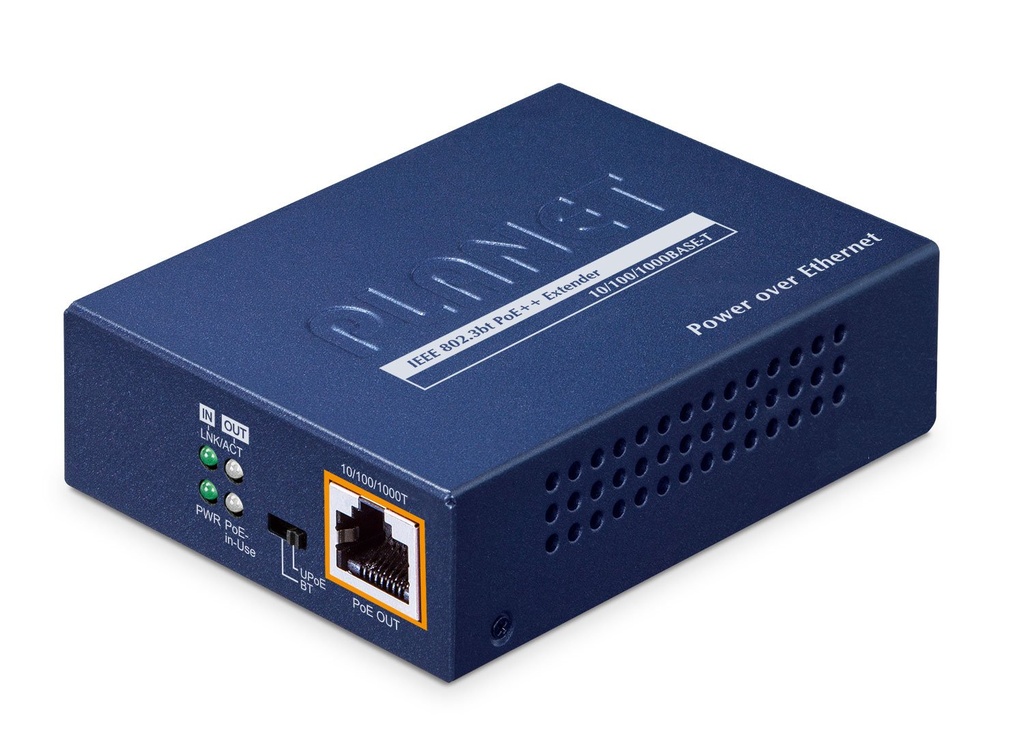 Extensor PoE++ Gigabit de 1 puerto 802.3bt a 1 puerto 802.3bt