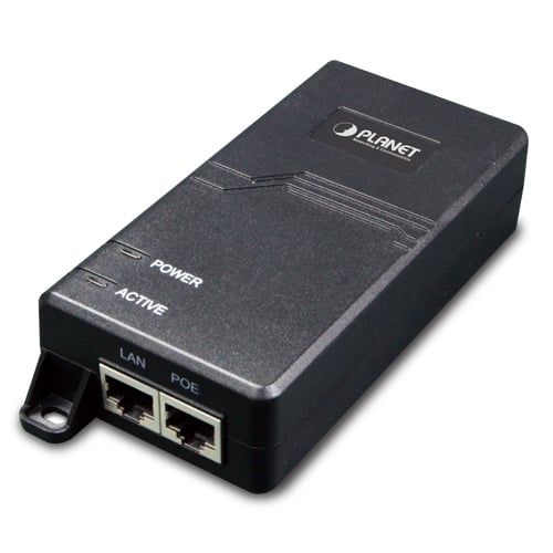 Inyector IEEE 802.3at Gigabit de alta potencia a través de Ethernet (10/100/1000 Mbps, rango medio, 30 vatios)