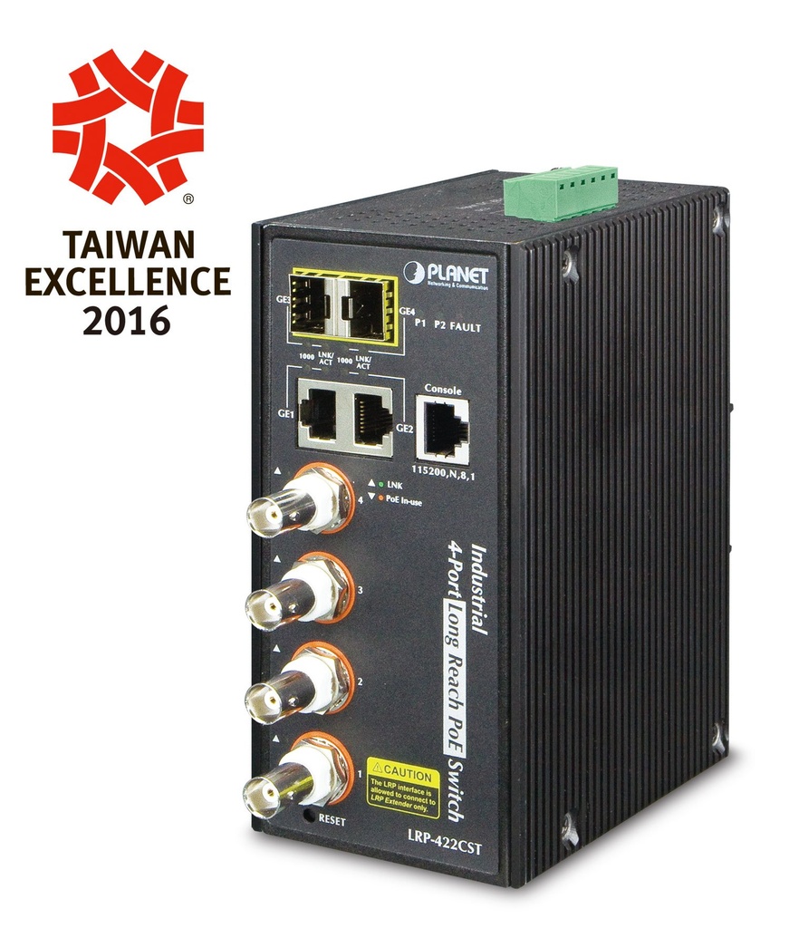 Switch Coaxial industrial de 4 puertos + 2 puertos 10/100/1000T + 2 puertos 100/1000X SFP PoE de largo alcance sobre switch administrado coaxial