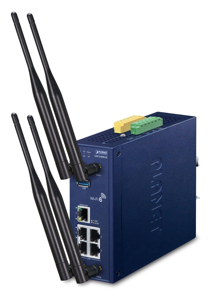 Punto de acceso inalámbrico industrial de 5 GHz 802.11ax 2400 Mbps con 5 puertos LAN 10/100/1000T